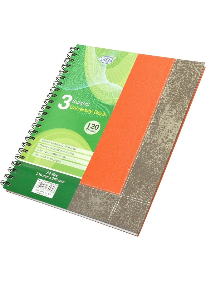 إف اي أس  دفتر ملاحظات ذو سلك لولبي وغلاف مقوّى مقاس A4 يسع 3 مواضيع برتقالي/ بني/ أخضر - Image 1