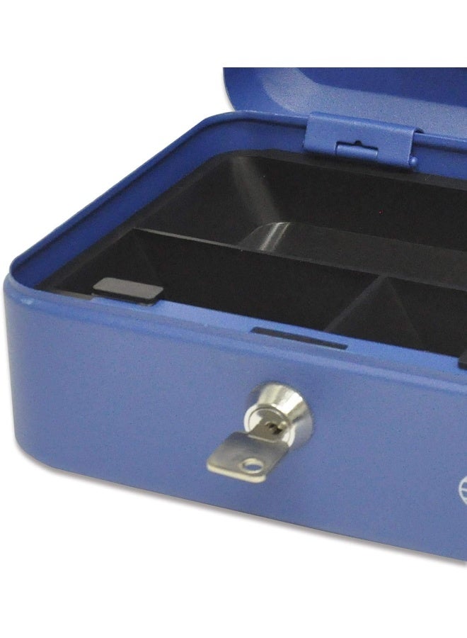 FIS Cash Box Jewelry Safe - Steel Blue Color with Key Lock, 20x16x9 cm Blue - Image 3