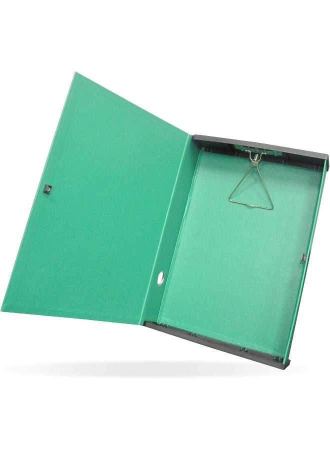 FIS Colored PP Rigid Box File, Foolscap Size (210x330mm), Green with Metal Mechanism Green/Black - Image 2
