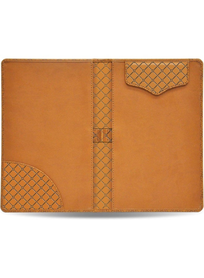 FIS Executive Bill Folder - Brown Italian PU with Magnetic Flap, Pen Holder, Gift Box Yellow - Image 1