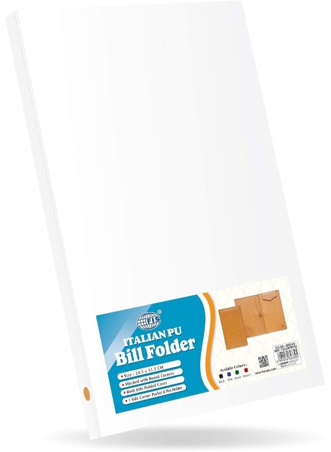 FIS Executive Bill Folder - Brown Italian PU with Magnetic Flap, Pen Holder, Gift Box Yellow - Image 4