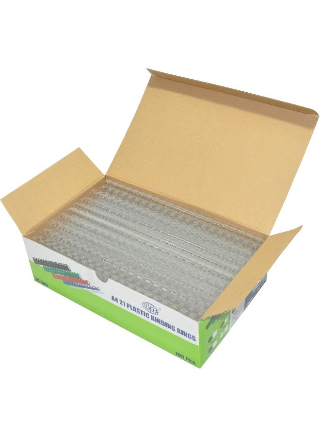 FIS Plastic Binding Rings, 16mm, Clear White, 100 Pieces Clear White - Image 1