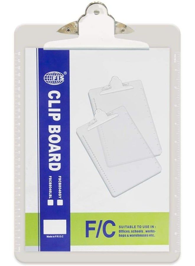 FIS Acrylic Clip Board F/S Size Grey with Jumbo Clip Grey