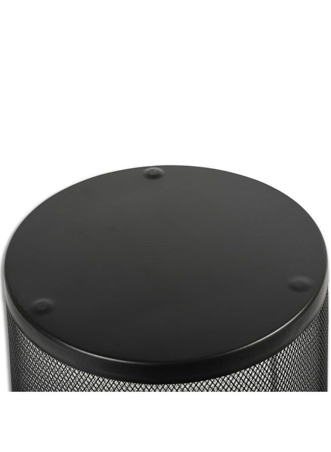 FIS Metal Waste Basket - Round Wire Mesh Trash Bin, Black, 240x240x330mm Black - Image 2