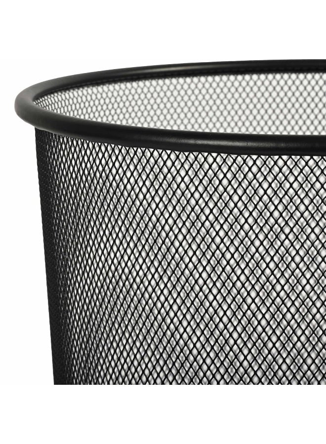 FIS Metal Waste Basket - Round Wire Mesh Trash Bin, Black, 240x240x330mm Black - Image 4
