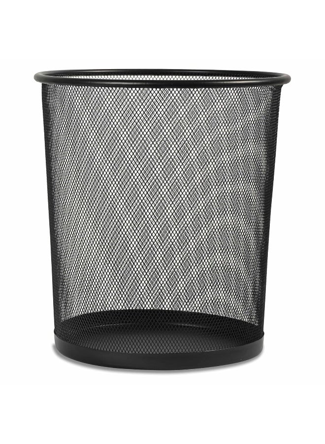 FIS Metal Waste Basket - Round Wire Mesh Trash Bin, Black, 240x240x330mm Black - Image 1