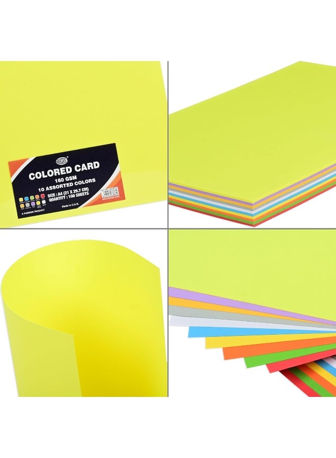 FIS Colored Cards, A4 Size, 100 Pieces in 10 Assorted Colors - Image 3