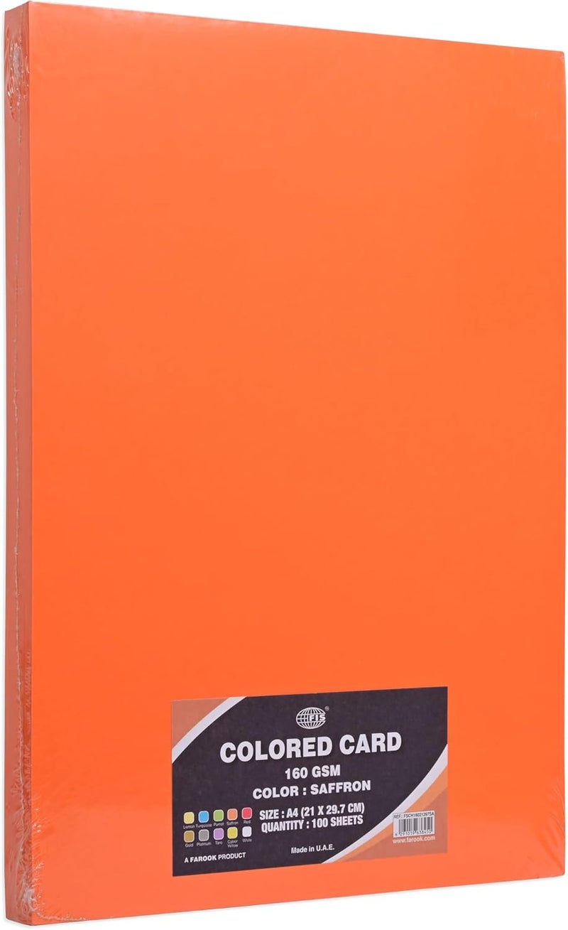 FIS Saffron Colored Card Pack - 100 A4 Sheets, 160 GSM - Image 5