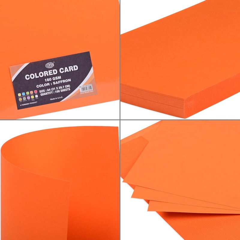 FIS Saffron Colored Card Pack - 100 A4 Sheets, 160 GSM - Image 4