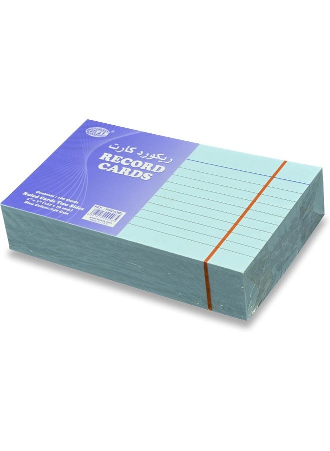 FIS® Ruled Record Cards, 5"x3" Inches, Blue, 100 Sheets - Image 1