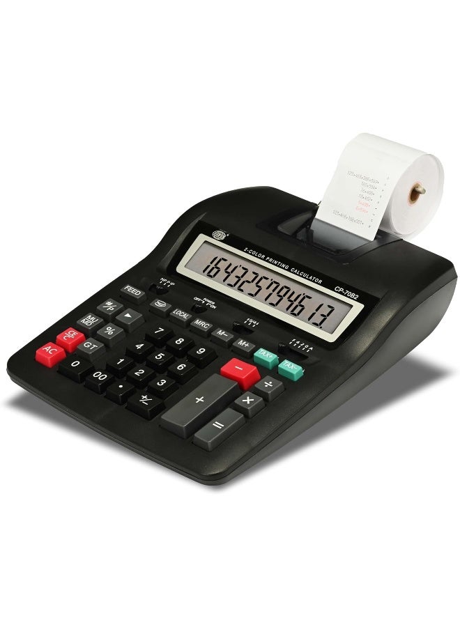 FIS 2-Color Printing Calculator, 12 Digits, Black, Includes Paper Roll and Batteries Black - Image 1