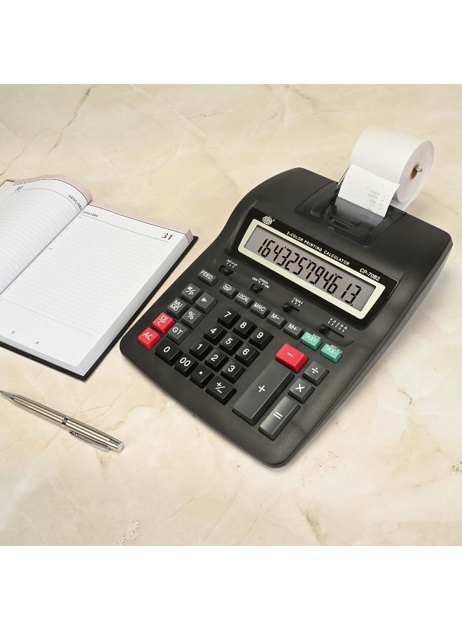 FIS 2-Color Printing Calculator, 12 Digits, Black, Includes Paper Roll and Batteries Black - Image 5
