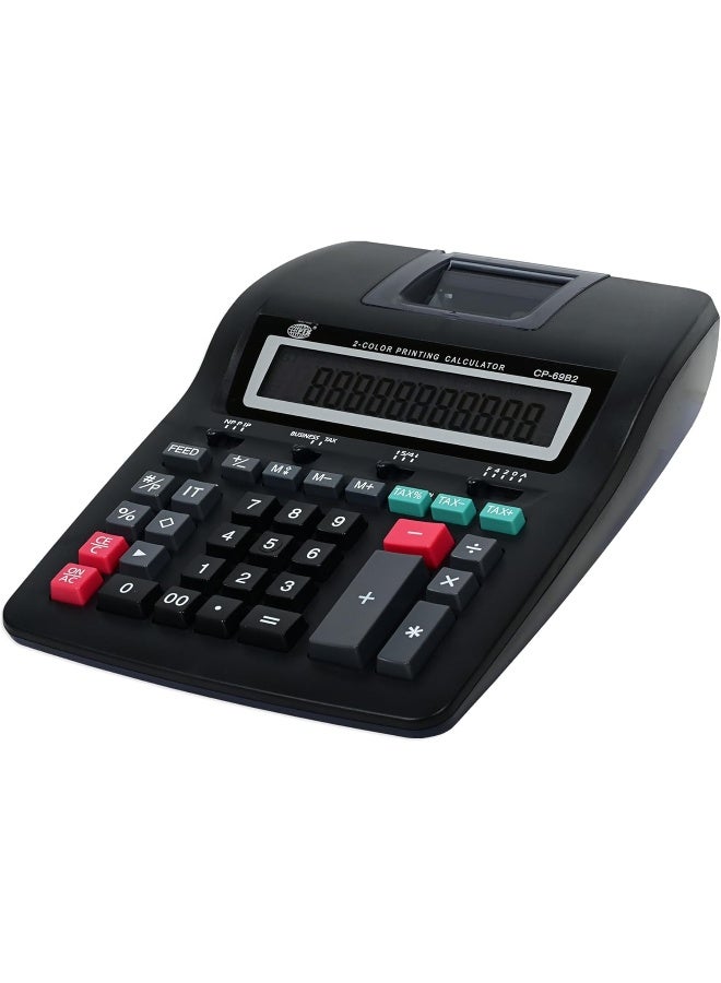 FIS 2 Color Printing Calculator with Paper Roll & AC Adapter, 12 Digits, Black Black - Image 1