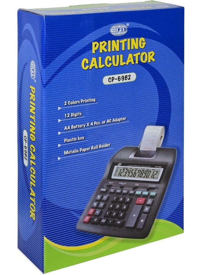 FIS 2 Color Printing Calculator with Paper Roll & AC Adapter, 12 Digits, Black Black - Image 2