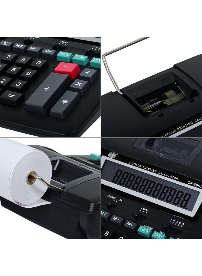 FIS 2 Color Printing Calculator with Paper Roll & AC Adapter, 12 Digits, Black Black - Image 4