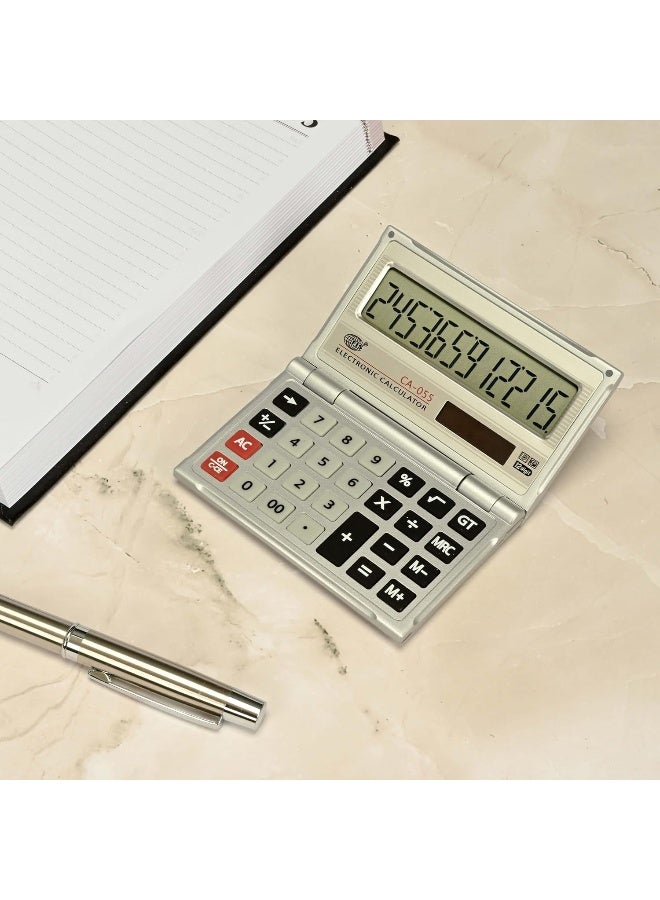 FIS Handheld Calculator 12 Digits with Metal Body and Solar Power - Model FSCACA-055 Silver - Image 5