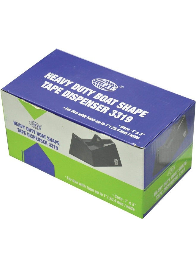 FIS Boat Shape Tape Dispenser - Black, Fits 19mm Width Tape with 25mm & 76mm Core Sizes Black - Image 2