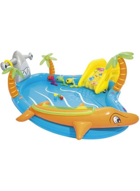 Inflatable Kids Water Play Center - Sea Life Paddling Pool With Multiple Activities, 280x257x87cm 280x257x87cm