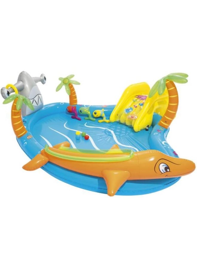 Inflatable Kids Water Play Center - Sea Life Paddling Pool With Multiple Activities, 280x257x87cm 280x257x87cm