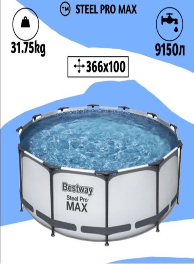 Bestway - Steel Pro Frame Pool Set+filter Pump 2656260 366x100cm - Image 1