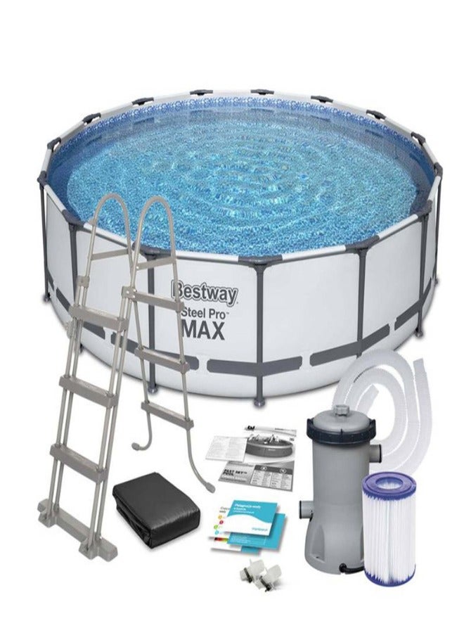Bestway Steel Pro Frame Pool Set(Pool Filter Pump Ladder Ground Cloth Cover) 366x122cm  - Image 1