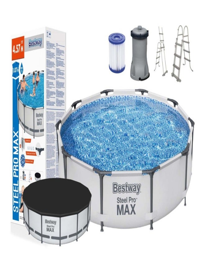 Bestway Steel Pro Frame Pool Set(Pool Filter Pump Ladder Ground Cloth Cover) 366x122cm  - Image 2