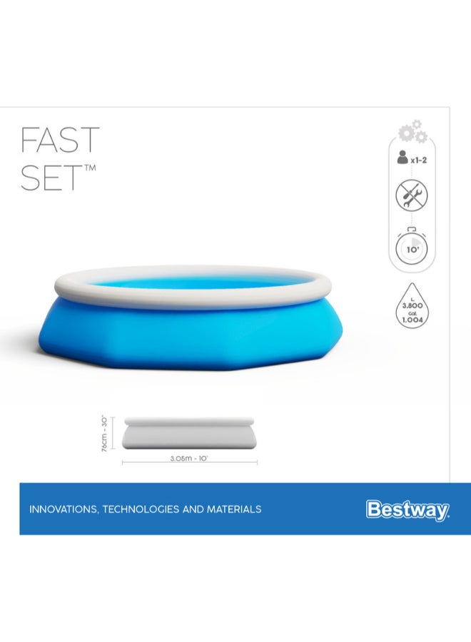 Bestway Outdoor Fast Pool Set For Backyard - Blue/White 305x305x76cm - Image 4