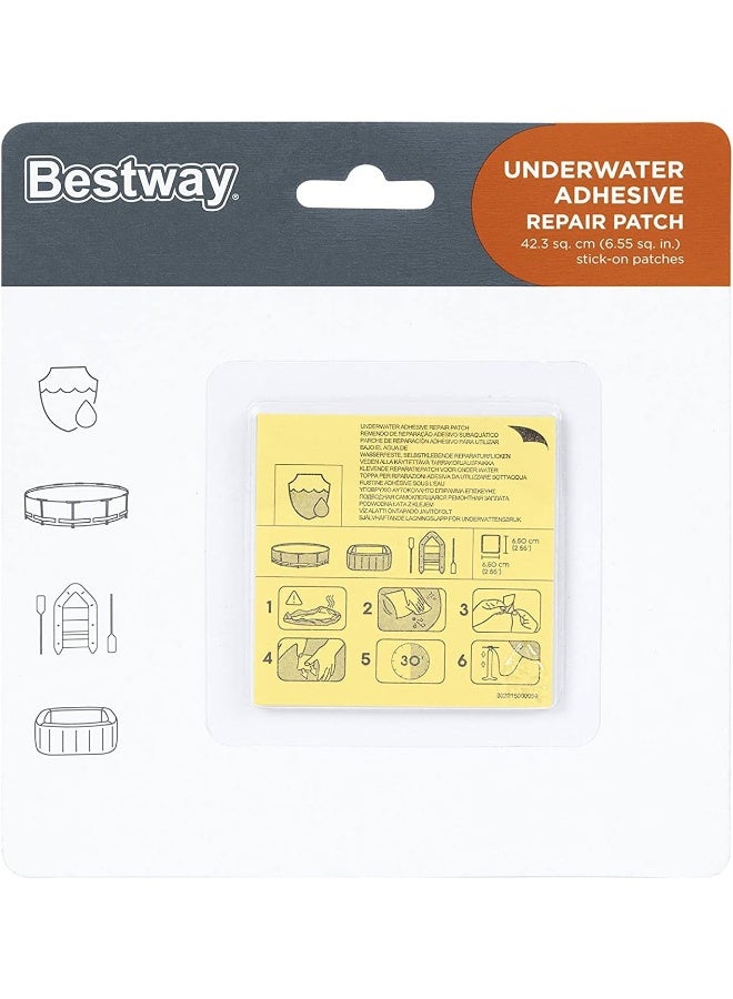 Bestway Underwater Adhesive Repair Patch, Size- 2.5" x 2.5"/6.5cm x 6.5cm, Pack of 10 pieces 42.3 sq cmcm  - Image 1