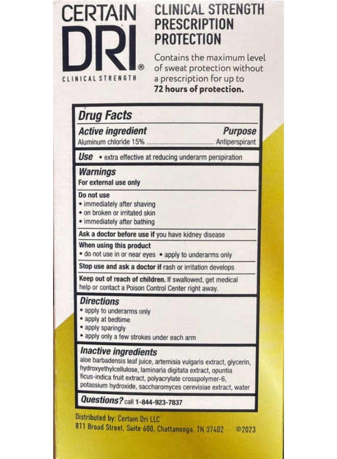 CERTAIN DRI Prescription Strength Clinical Antiperspirant Roll On 35Ml Packaging May Vary  - Image 2