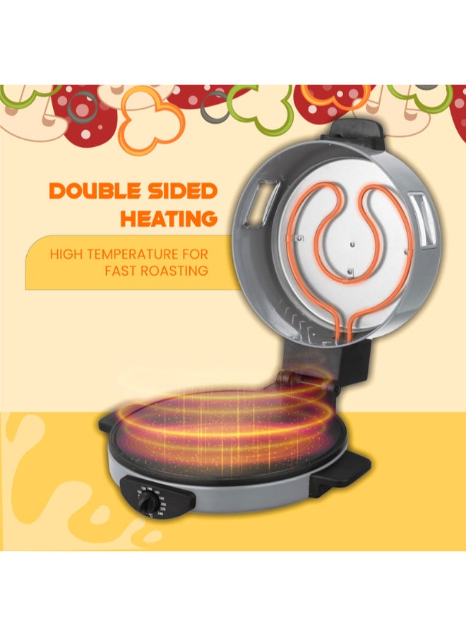 SONASHI 2-in-1 Arabic Bread & Pizza Maker | Adjustable Temperature | 30CM Baking Plate with Adjustable Temperature Control 180-240, 2.5mm Thick Die Cast Cooking Plate & ON/OFF Switch 1800 W SABM-863 Silver/Black - Image 3