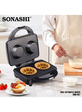 SONASHI Dual Cup Waffle Maker with Cool Touch Handle Non-Stick