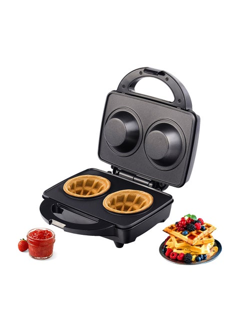 Dual Cup Waffle Maker with Cool Touch Handle - Non-Stick Electric Belgian Waffle Maker with Adjustable Temperature Control | Cord Wrap, Easy to Clean, 3.1cm Deep | Waffle Maker | Safe to Use 600 W SWM-867 Black/Grey
