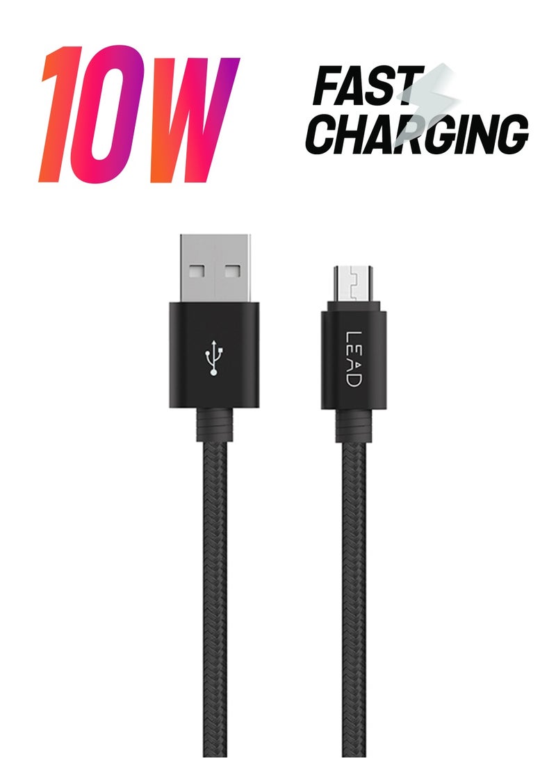 ليد كابل شحن ومزامنة بيانات مايكرو USB سبانكير إس أسود - Image 1