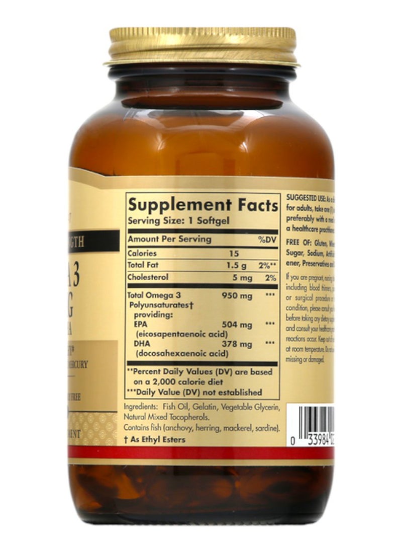 Solgar Triple Strength Omega 3, EPA & DHA, 950mg, 100 Softgels - Image 2