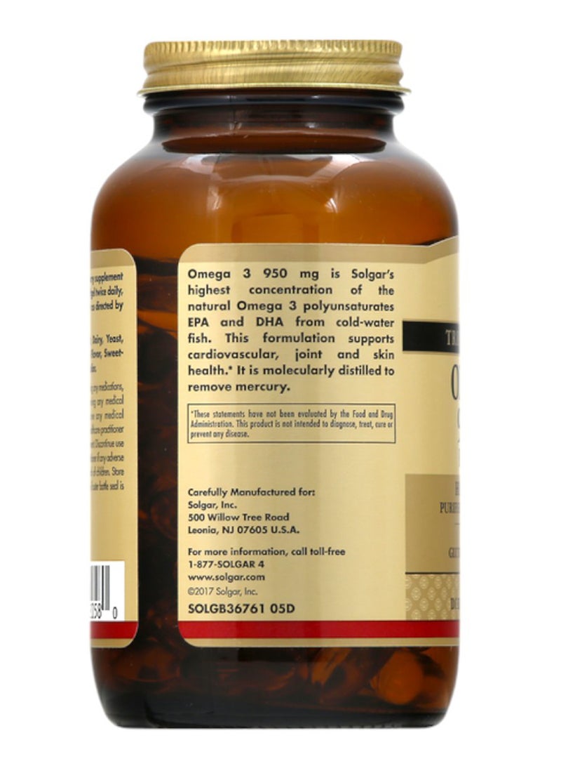 Solgar Triple Strength Omega 3, EPA & DHA, 950mg, 100 Softgels - Image 3