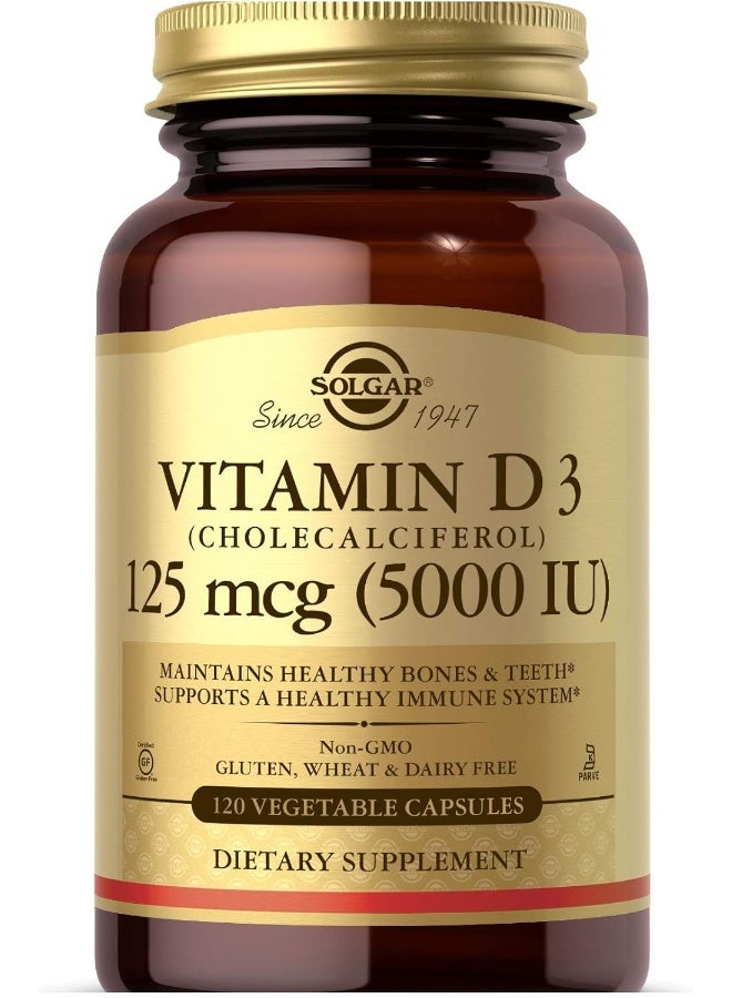 Solgar Vitamin D3 (Cholecalciferol) 125 Mcg, (5000 IU) 120 Vegetable Capsules Packaging May Vary - Image 3