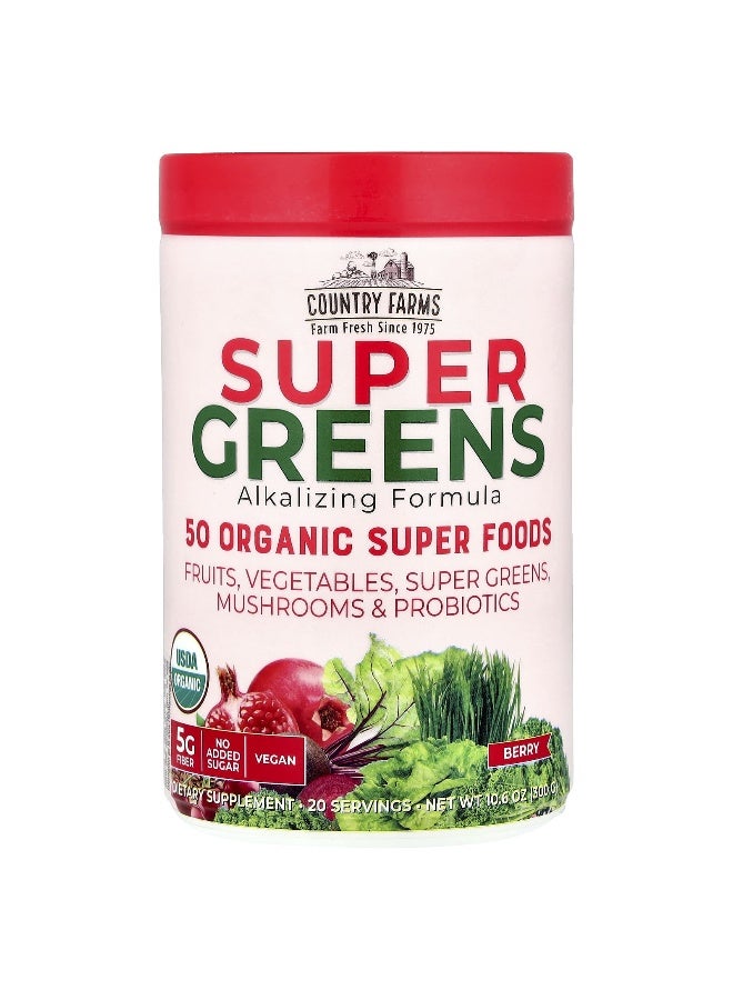 COUNTRY FARMS Super Greens, Alkalizing Formula, Berry, 10.6 oz  - Image 1
