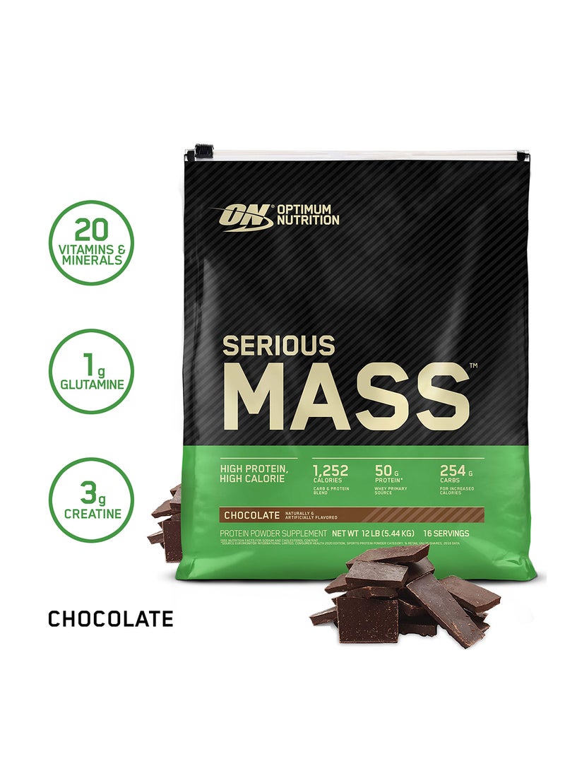 Optimum Nutrition Serious Mass High Protein Muscle Building And Weight Gainer Protein Powder Chocolate 12 Lbs 5.44 Kg  - Image 3