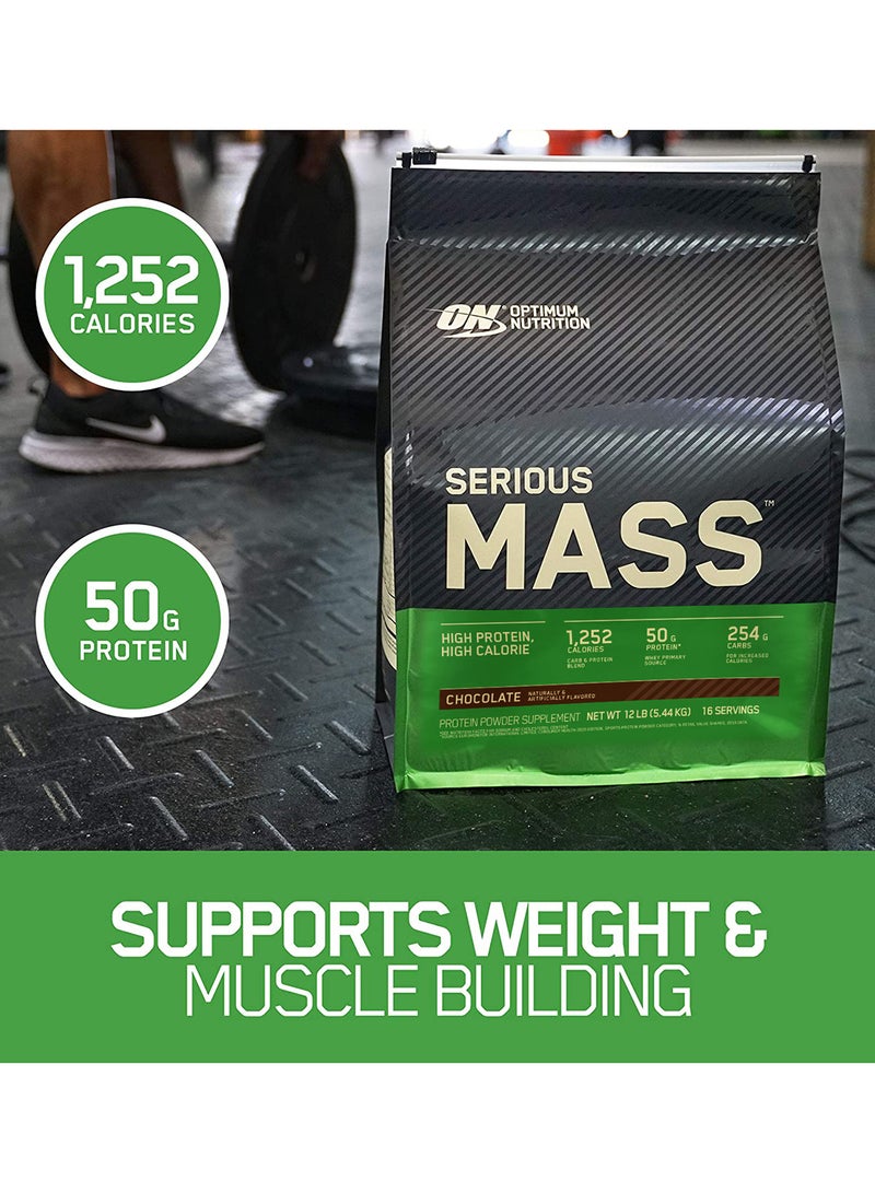 Optimum Nutrition - Serious Mass High Protein Muscle Building And Weight Gainer Protein Powder Chocolate 12 Lbs 5.44 Kg - Image 1