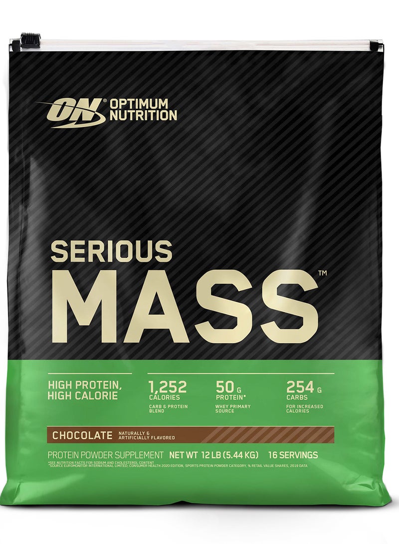 Optimum Nutrition Serious Mass High Protein Muscle Building And Weight Gainer Protein Powder Chocolate 12 Lbs 5.44 Kg  - Image 1