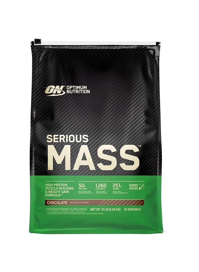 Optimum Nutrition Serious Mass High Protein Muscle Building And Weight Gainer Protein Powder Chocolate 12 Lbs 5.44 Kg - Image 1
