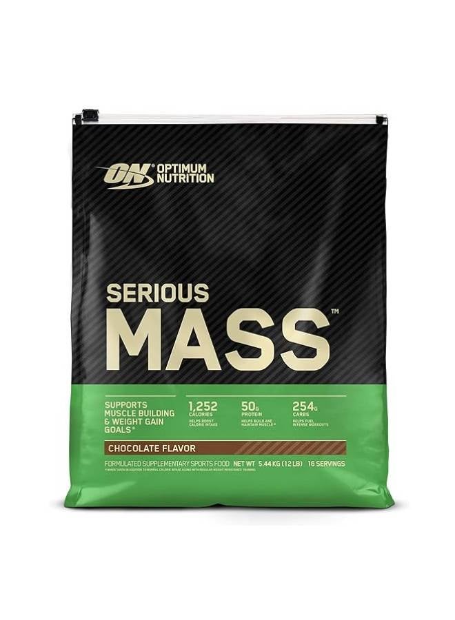 Optimum Nutrition Serious Mass: High Protein Muscle Building & Weight Gainer Powder, 50 Grams of Protein, Immune Support - Chocolate, 12 Lbs (5.44 KG) pack may vary - Image 1