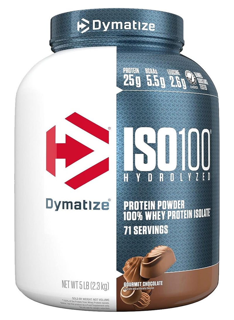 Dymatize ISO 100 Hydrolyzed Protein Powder - Gourmet Chocolate, 5lbs, 71 servings