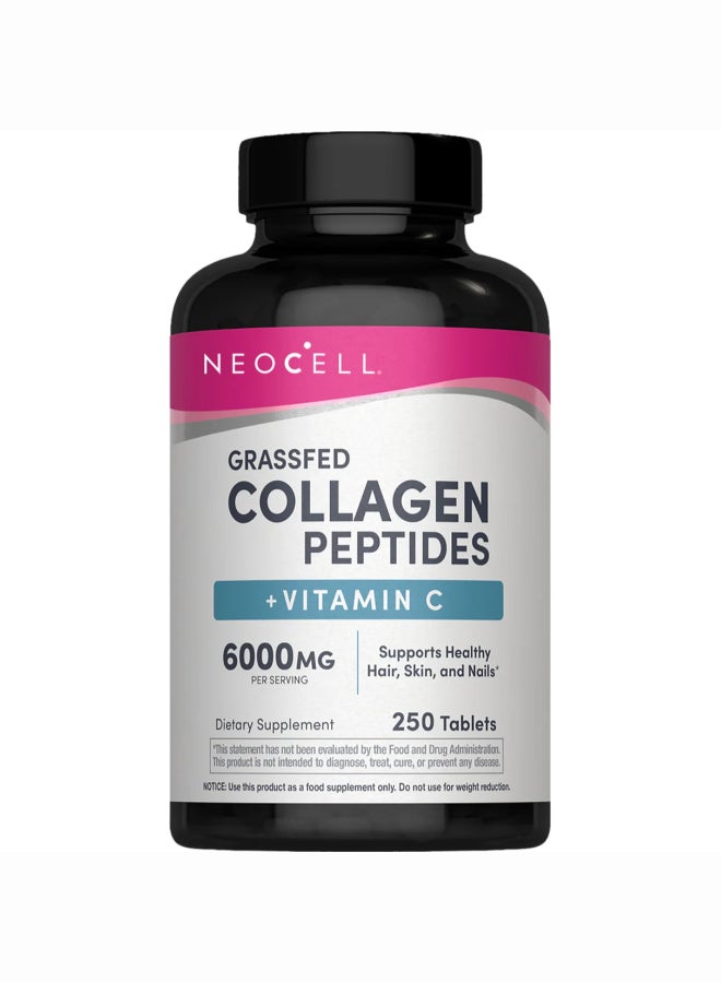 NEOCELL - Grassfed Collagen Peptides + Vitamin C 6000 MG - 250 Tablets - Image 1