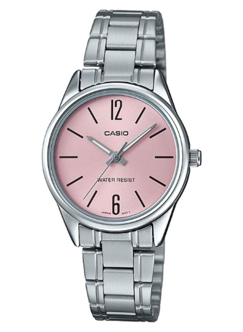 كاسيو ساعة يد بعقارب وسوار من الإستانلس ستيل طراز LTP-V005D-4BUDF - 28 مم - فضي للنساء - Image 1