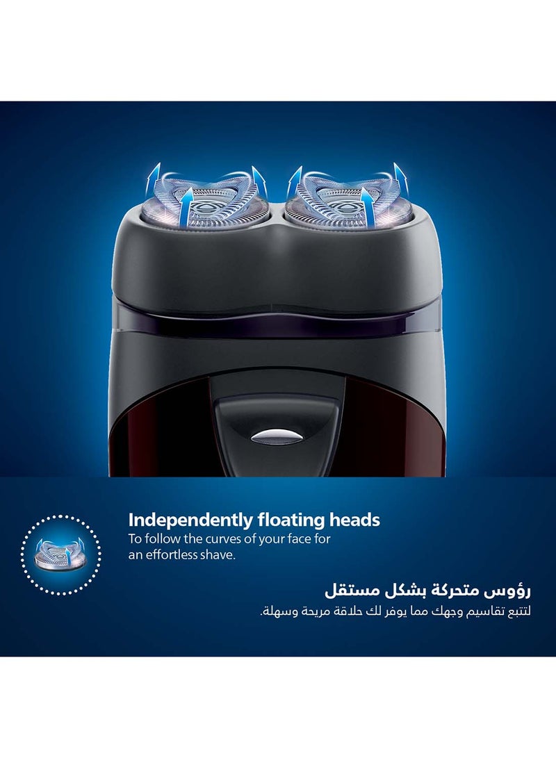 Philips Electric Shaver PQ206/18 | Battery powered | Compact and easy to carry | Close, comfortable shave | Heads follow your face | Up to 60 min cordless | Protective cap & cleaning brush Black - Image 5