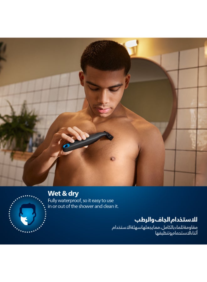 Bodygroom BG1024/16,Showerproof Groin & Body Trimmer,Bidirectional Trimmer, Skin Protection System,AA Battery Included Black/Blue