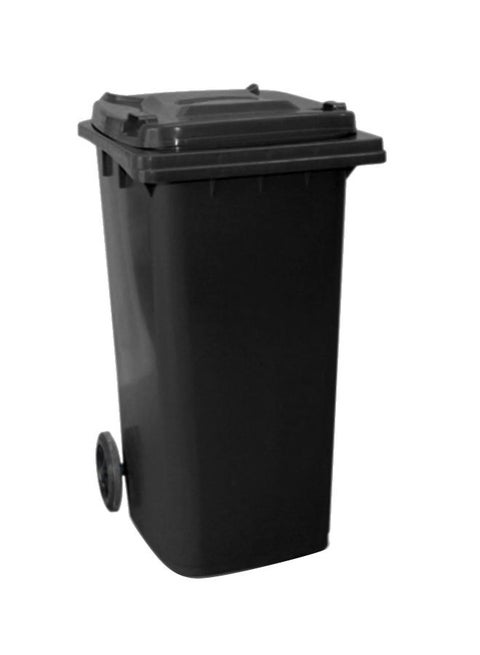 سلة مهملات بعجلات أسود 120لترات