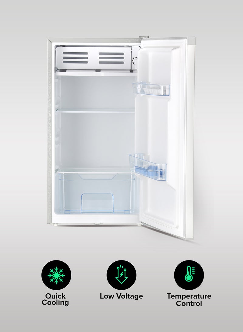 Defrost Mini Fridge 110L Capacity With Lamp, Door Lock & Key | Low Noise Design, Compact, Powerful Compressor, Energy Saving, Faster Cooling, Adjustable Thermostat GRF115SPEH Silver