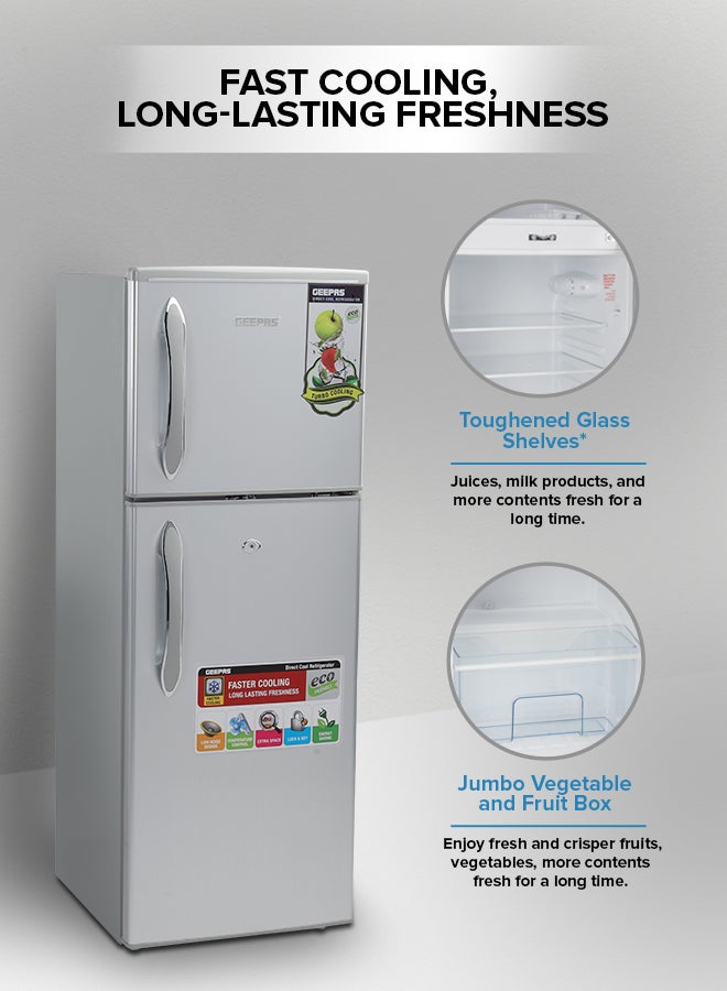 GEEPAS 180LGross/ 132L Net Capacity, Double Door Refrigerator - Durable Double Door Refrigerator, Fast Cooling & Preserves Freshness, Low Noise, Energy Efficient, In-Built Deodorizer, Tempered Glass Shelves , Freezer Capacity-34L 120 W 120 W GRF1856SPN Silver - Image 4